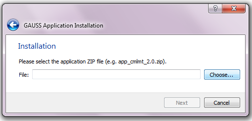 Select the application zip file