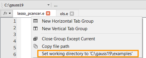 Set working directory in GAUSS.