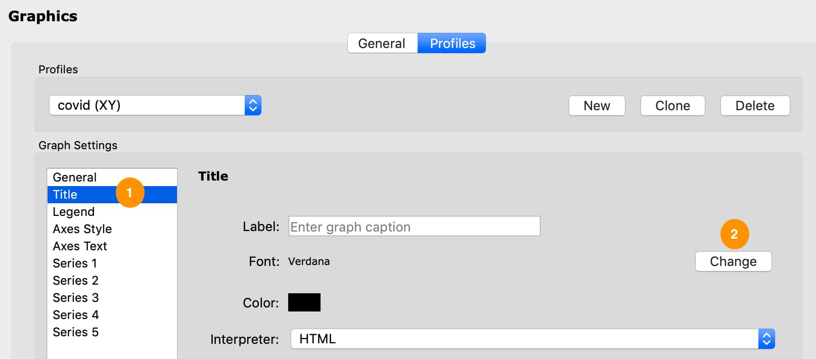 Modify graphics profile title font.
