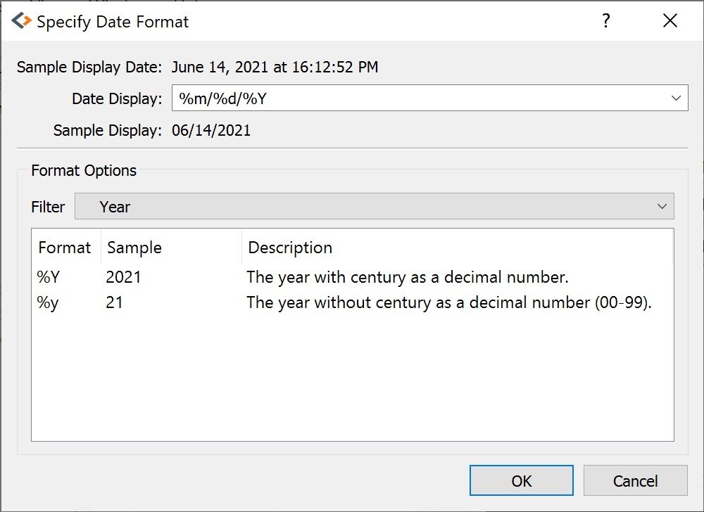 Selecting date formats