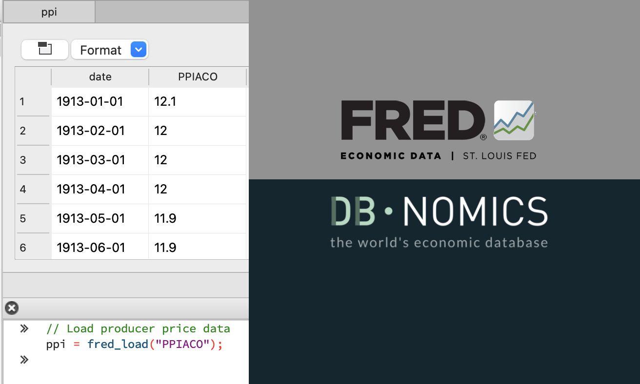 Load data from DBnomics and FRED to GAUSS.